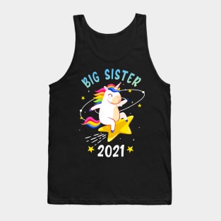 Big Sister 2021 Unicorn Sibling Girls Tank Top